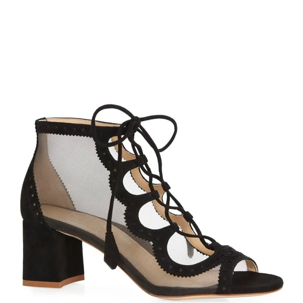 Marion Parke Toscana Brooke Black Mesh Suede Shootie Women's Boots
